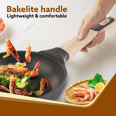Imperial Granite Non Stick Fry Pan , 1.1L / 20cm, Cast Aluminium Body, Omlette Egg Pan, Fish Fry Pan, Gas & Induction Compatible, Dark Grey
